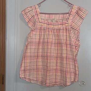 LOFT Multicolor Plaid Blouse